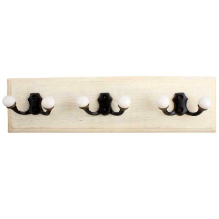 Black Double Loop Ceramic Iron Wooden Hooks